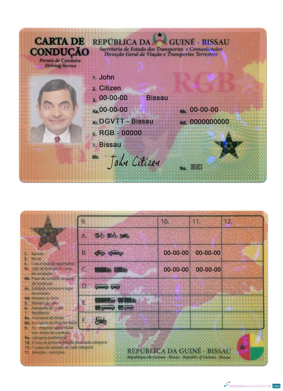 download Guine Bissau driving license